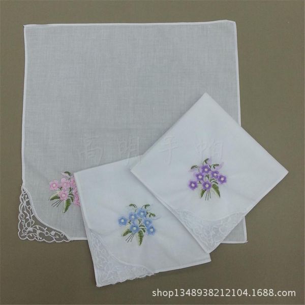

1pc randomly sent cotton square handkerchief sweat towel embroidery flower lace corner 1pc randomly the spectrum of quality h bbyfms