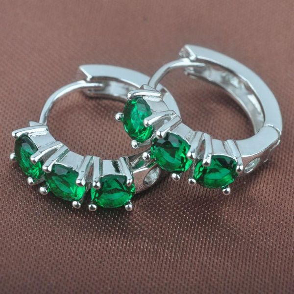 

hoop & huggie classic green stone cubic zirconia for women jewelry earrings ls0130, Golden;silver