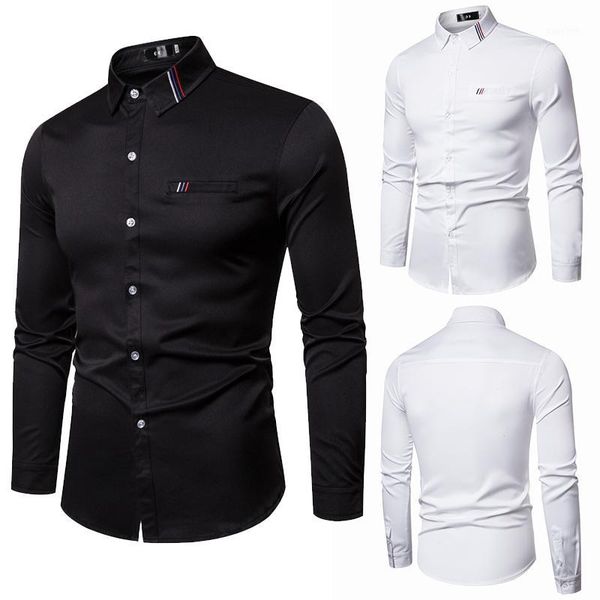 

2020 new men's shirt embroidered shirt slim men's business casual jacket s-5xl1, White;black