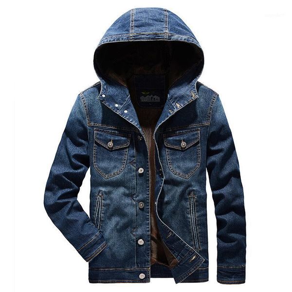 

new 2020 men jeans jackets mens hooded coat autumn denim outwear male clothes fashion men streetwear clothin my1911, Black;brown