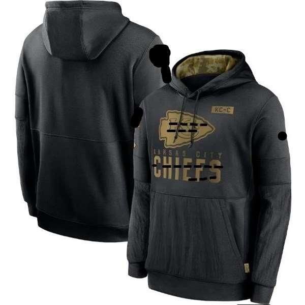 

men women youth kansas city new style chief 2020 authentic sweatshirt salute to service sideline performance pullover hoodie - black, Blue;black