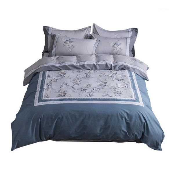 

floral pastoral style bedding set  king size pure cotton print duvet cover bedsheets pillowcase1