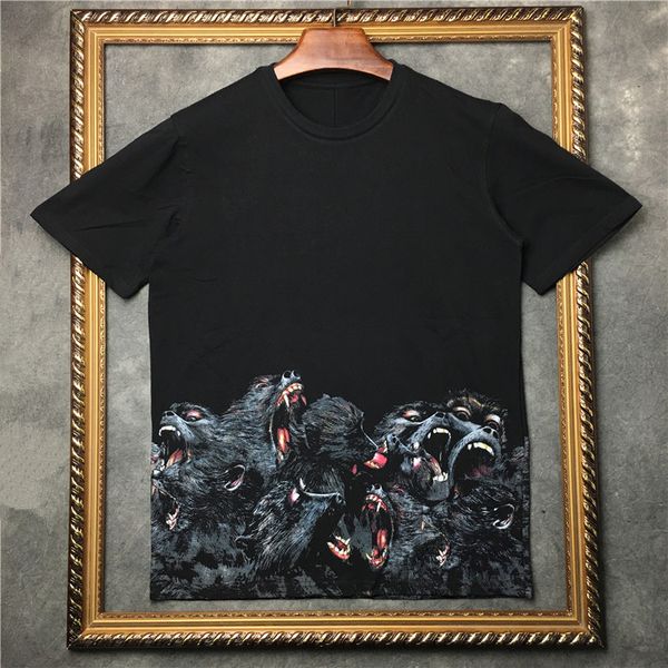 

mens stylist t shirts casual men summer short sleeves cotton monkey print men women tees, White;black
