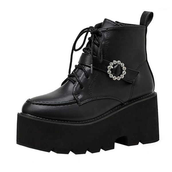 

2020 new women's boots solid color lace-up zipper high heel women boots black high heel ankle1
