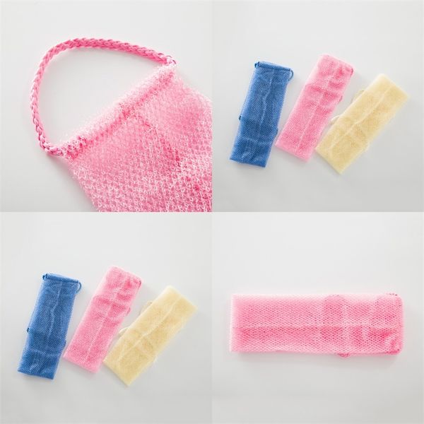 

nylon woven bathing towel belt double handle pull pure color back rub sponge banded flower household shower room 3 45zh n2