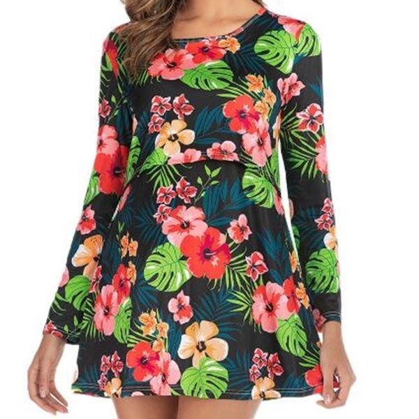 

maternity nursing dress floral flower dress maternity nursing clothes baby pregnant nursing skirt lj201114, White