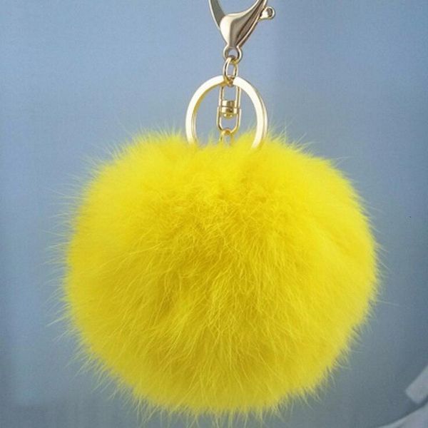 

rabbit 500pcs 14 colors lovely leather 8cm genuine fur ball plush chain for key ring bag pendant car keychains dhl free, Silver