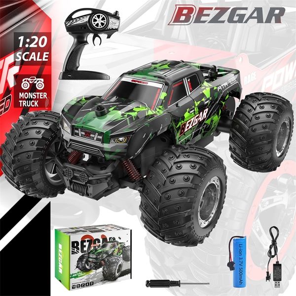 

bezgar tm201 rc car all-terrain 15km/h 1:20 remote control 2.4ghz off-road monster truck toy with battery for child 220315