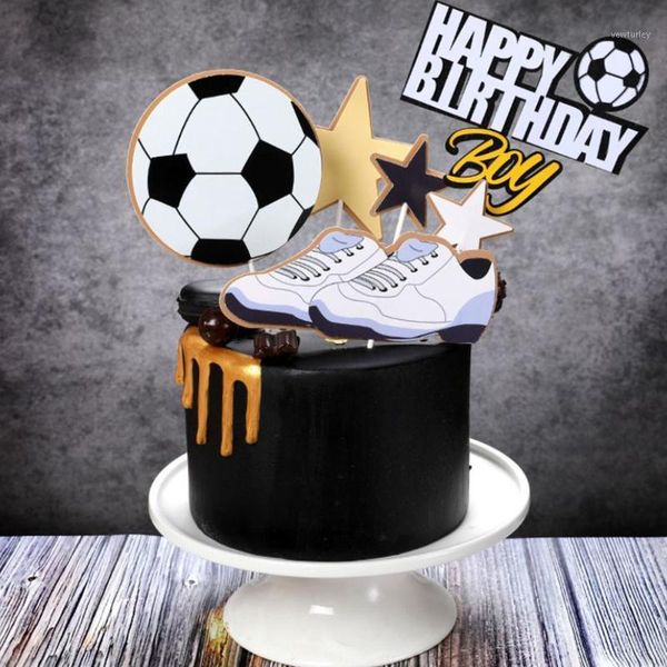 

other festive & party supplies 1 pc sports boy happy birthday cake er basket ball football theme cupcake kids decorations1