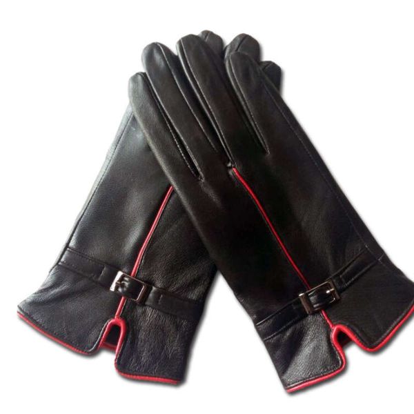 

winter sheepskin gloves women' leather warm driving riding bundle size, Blue;gray