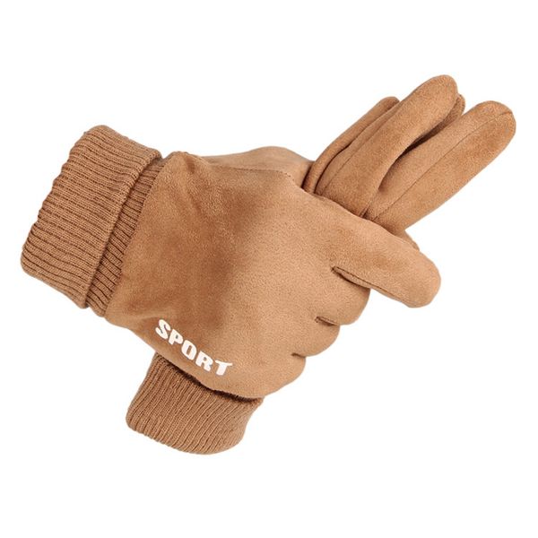 

winter men's plush riding suede antiskid full finger gloves sports touch screen driving student girl