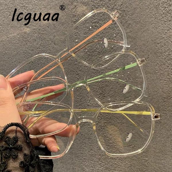 

fashion sunglasses frames irregular square anti-blue glasses retro flat mirror male female optical myopia frame, Black