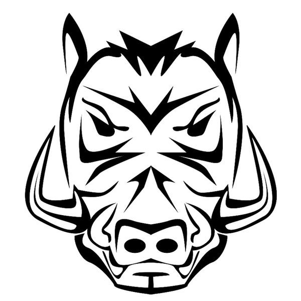 

13.2cm*14.7cm tattoo wild boar pig head fashion car styling stickers black/silver s3-5226