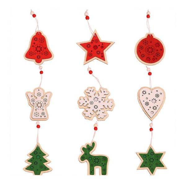

wooden christmas tree hanging ornaments wall ceiling window decorations christmas figurines miniatures holiday decoration d1 bbyyts