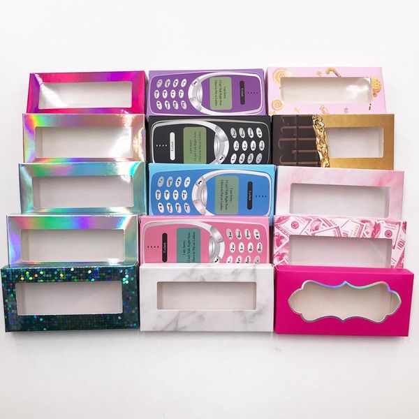 

false eyelashes wholesale eyelash empty packaging cardboard lash box for 25mm mink holography boxes