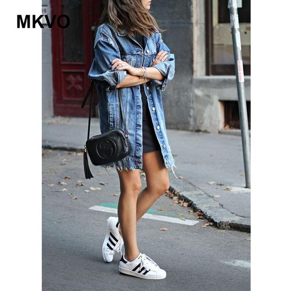 

women's trench coats spring and autumn denim long hole jacket windbreaker high street heyi lapel women s-xls, Tan;black