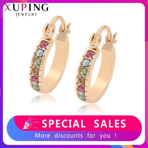 

hoop & huggie xuping est sell earrings for women colorful fashion jewelry birthday engagement party gift 21683, Golden;silver