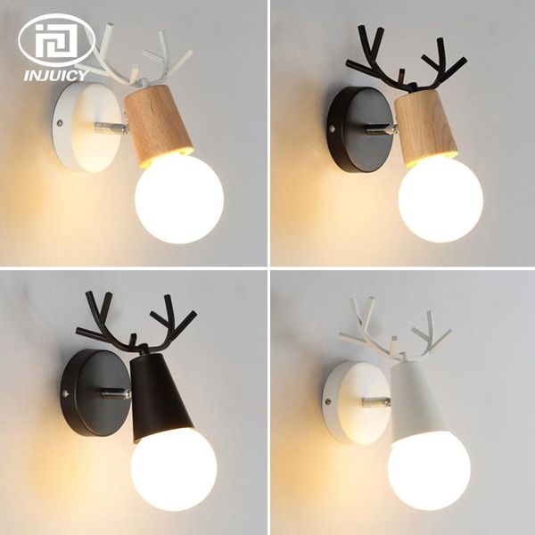 

vintage wooden wall light minimalist northern europe indoor e27 led antler wall lamp sconces for living room bedroom lamp