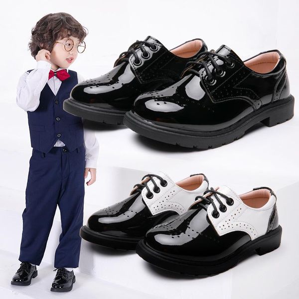 

new children leather shoes dress student baby black performance moccasins toddler flats comfortable kids boys shoes 03, Black;grey