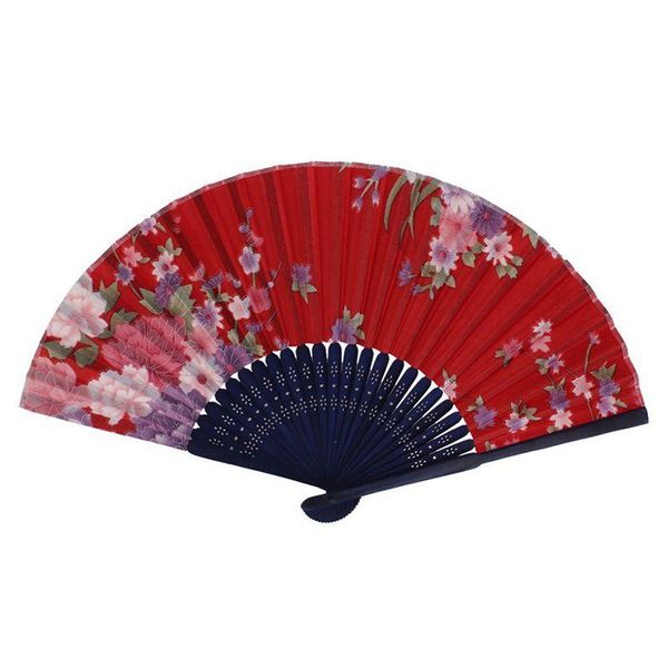 

Chinese Style Floral Pattern Summer Folding Hand Fan Red, Pink, Blue, Green