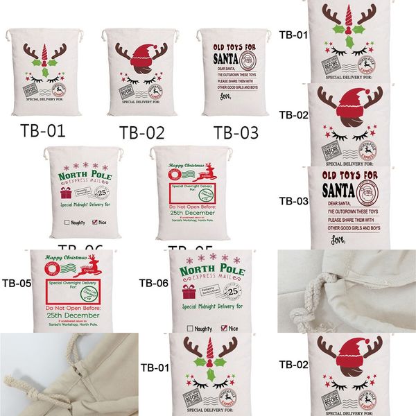

k03wsack christmas drawstring bag santa 5 styles canvas candy bags for kids gifts