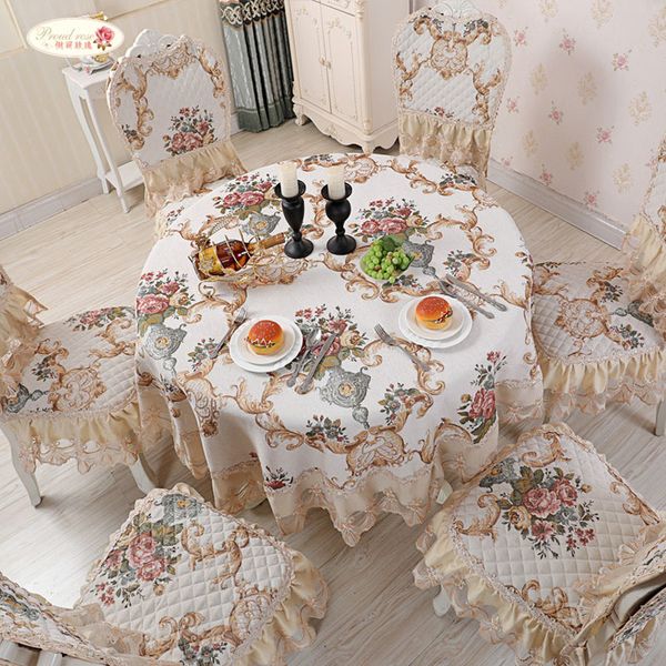 Гордая роза Chenille столовая ткань европейский обеденный стол крышка стул подушка крышка круглые скатерти T200707