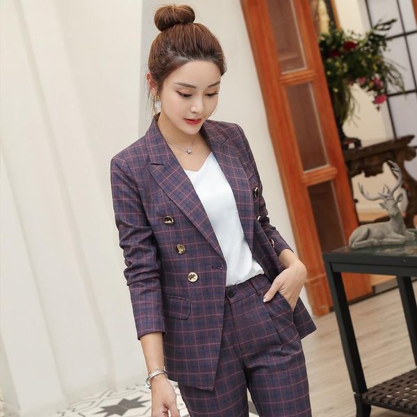 

professional women's suits large size s-4xl 2021 autumn and winter new slim full-sleeve blazer slim trouser suit, White