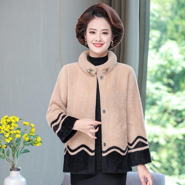 

зимние пальто женские качества норки кашемировые короткие шерстяные пальто алмазные кашемировые элегантные женщины пальто повседневная 4xl п, Black