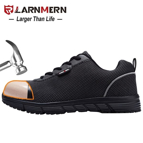 

larnmern men's safety work shoes steel toe lightweight breathable anti-smashing src non-slip reflective casual sneaker y200915, Black;brown