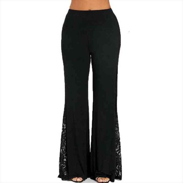 

summer pants plus size women high waist lace insert wide leg high pants leggings loose trousers wholesale hip, Black;white
