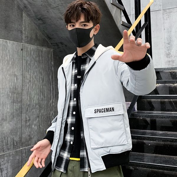 

winter new down jacket short hooded warm and thickened inschao brand men's student coat, Black;brown