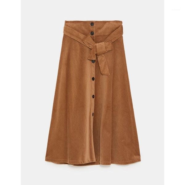 

skirts women's button straps belt butterfly knot corduroy printing dyeing slender tinct solid color holiday casual long skirt1, Black