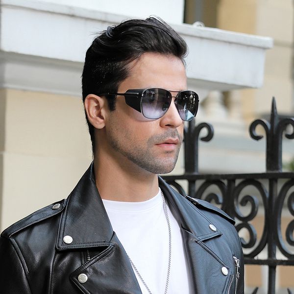 

2020 new windproof sunglasses men's punk sunglasses 1234 trendy glasses, White;black