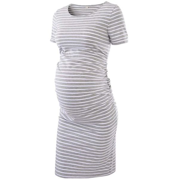 

round neck short sleeve maternity dress, Black;pink