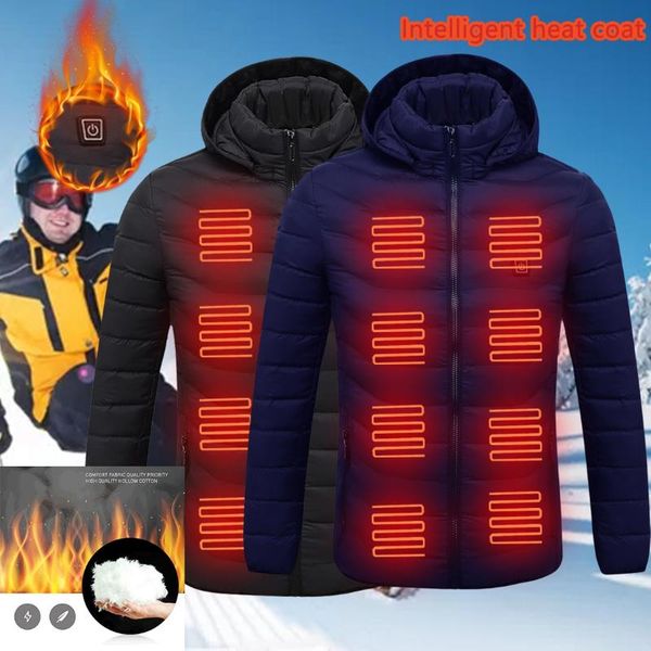 

men's down & parkas mens women heated outdoor parka coat usb electric battery heating hooded jackets warm winter thermal jacket dropshi, Black