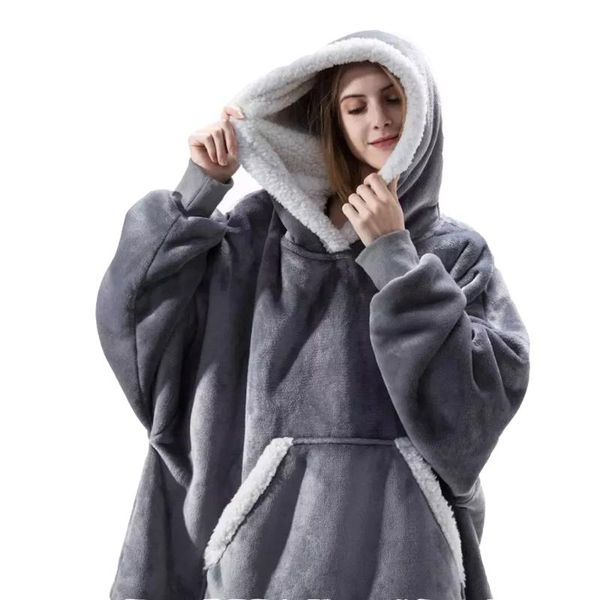 

winter warm blanket hoodie large microfiber plush blankets with sleeves soft sweatshirts wearable hooded blankets