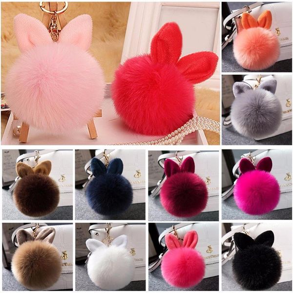 

женщины девушки пушистый искусственный мебель кролик ухо помпам шариковая сумочка подвеска автомобиль ключ цепь женщины девушки jlllnw nana