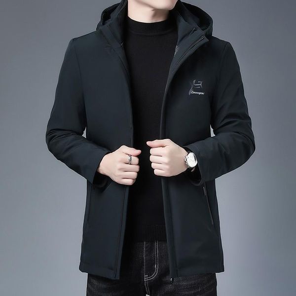 

men's down & parkas 2021 warm cardigan zipper leisure middle-aged thickening pure color white duck black jacket in winter