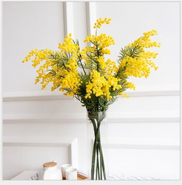 

simulation acacia artificial flower home interior decoration flower decoration living room decoration flower art yellow white