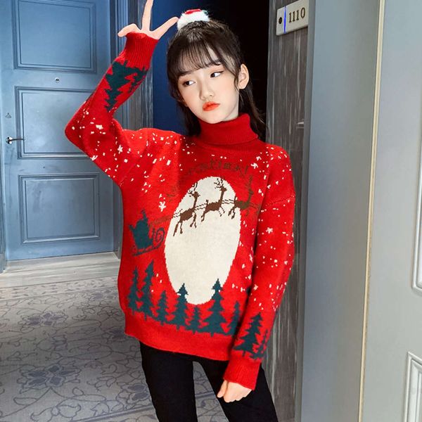 

thickened autumn 2020 new girls' sle winter christmas children's mink cashmere sweater with high collar and bottom 9ejy 2eno, Blue
