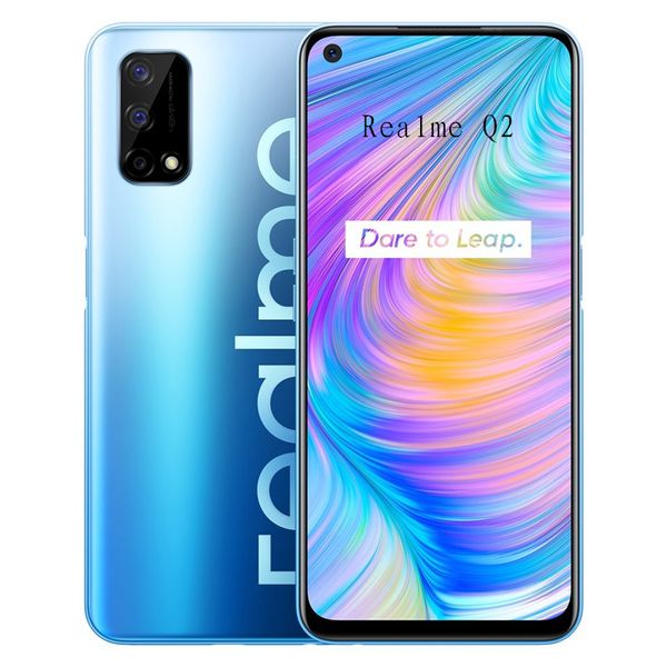 

Realme Original Q2 5G Mobile Phone 6GB RAM 128GB ROM MTK 800U Octa Core Android 6.5 inches Full Screen 48MP Face ID Fingerprint Cell Phone, Blue
