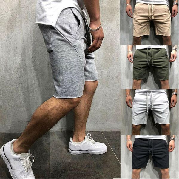 

2019 men casual shorts male summer beach drawstring comfort sports gym solid color loose shorts plus size, White;black