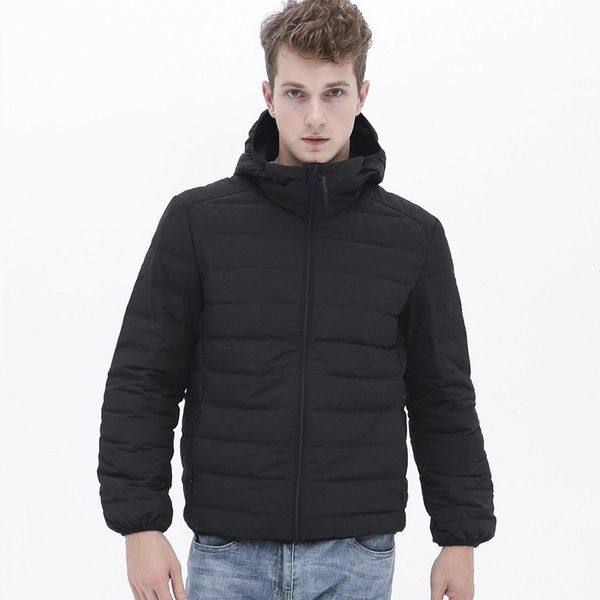 

2020 new seamless men's hooded lightweight down jacket 90% white duck down large casual short men's coat cne fast shipping, Black