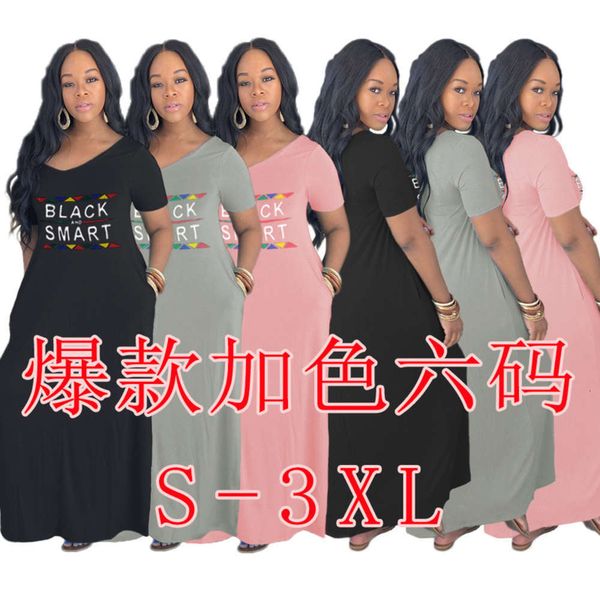 

loose women's pocket letter new sh7175 v-neck drs large, Black;gray