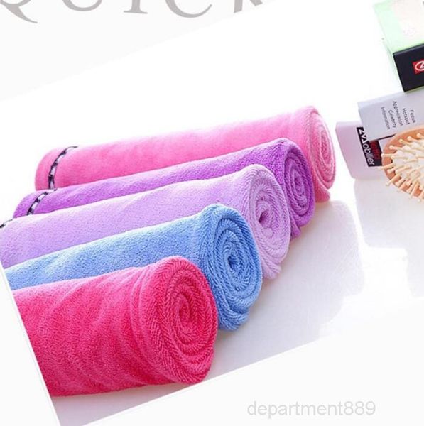 

microfiber bath women quick drying turban absorbent wrapped hat with button triangle hair towels bathroom accessories owc3664