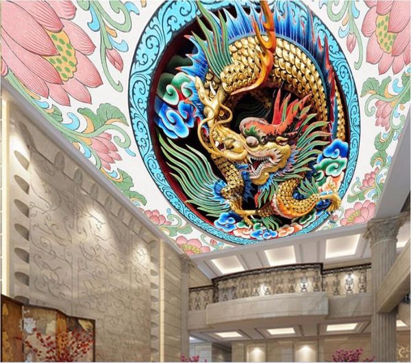 

wallpapers custom po 3d ceiling murals wallpaper the chinese dragon mural picture home decor wall for walls 3 d