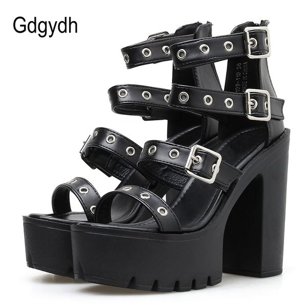

gdgydh square heel sandals black women summer shoes rivets ladies high heels shoes for party soft leather drop shipping y200702