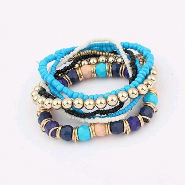 

vienkim 2019 новые богемные ювелирные изделия мутилайер бусины браслеты браслеты для женщин эластичные пряда пульсары муджер femme bijouteri, Black