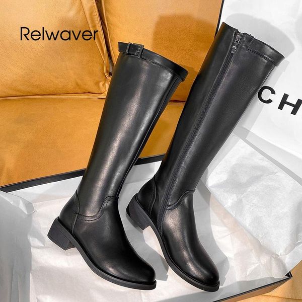 

microfibre soft leather boots women's autumn winter new styles plus velvet thick knee-high boots black belt zipper knight