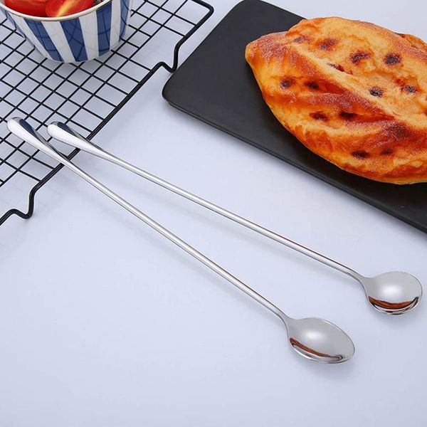 

spoons 1pc long handle stainless steel coffee spoon cocktail ice cream soup dessert el home